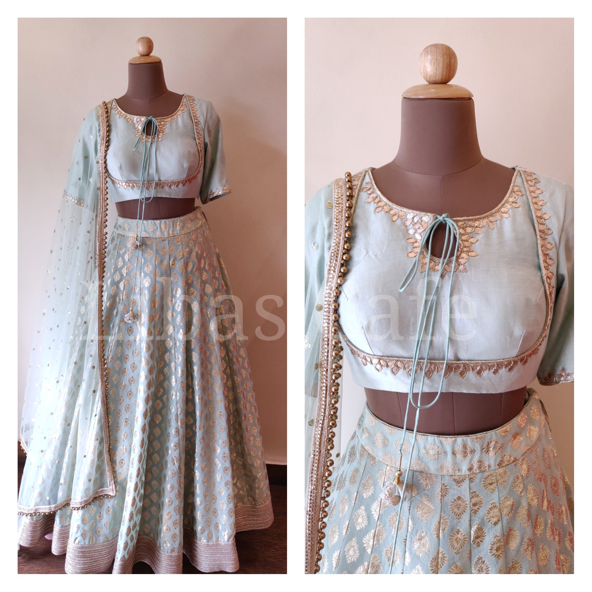 Pastel Blue Chanderi Lehenga
